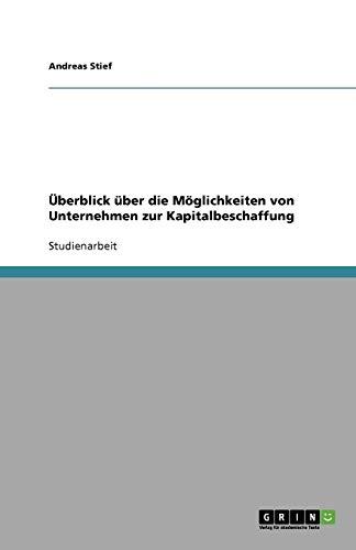 Überblick über die Möglichkeiten von Unternehmen zur Kapitalbeschaffung