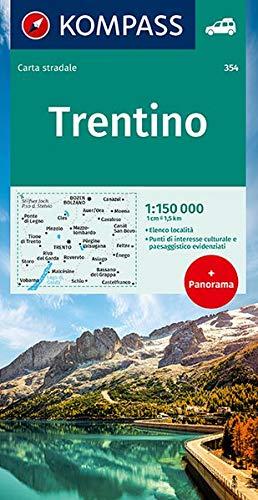 Trentino Panorama: Mit Strassenkarte und Ortsverzeichnis. 1:150000 (KOMPASS-Panoramakarten, Band 354)