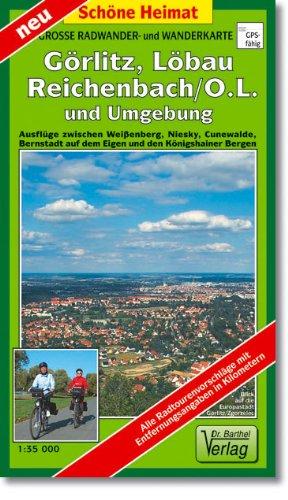 Große Radwander- und Wanderkarte Görlitz, Löbau, Reichenbach/O.L. und Umgebung: Ausflüge zwischen Weißenberg, Niesky, Cunewalde, Bernstadt auf dem Eigen und den Königshainer Bergen. 1:35000