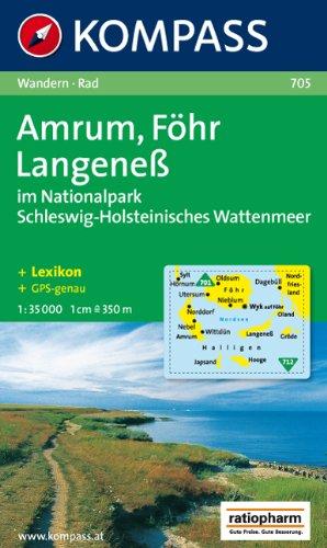 Amrum, Föhr, Langeness im Nationalpark Schleswig-Holsteinisches Wattenmeer, 1:40000/1:750000, Wandern/Rad, Mit Straßenkarte, GPS-genau