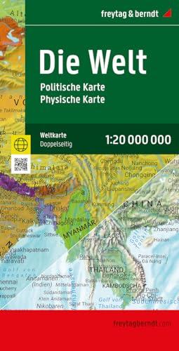 Weltkarte, politisch - physisch, 1:20.000.000, gefaltet, freytag & berndt: Vorderseite politisch, Rückseite physisch, 137,5 x 96 cm (freytag & berndt Auto + Freizeitkarten)