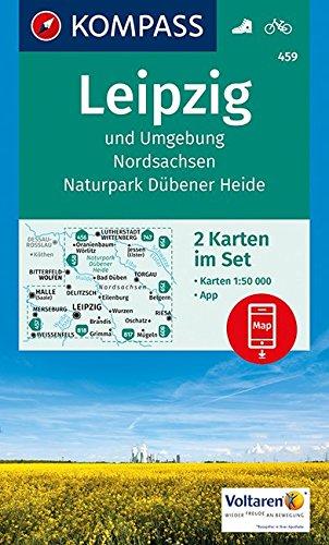 Leipzig und Umgebung, Nordsachsen, Naturpark Dübener Heide: 2 Wanderkarten 1:50000 im Set inklusive Karte zur offline Verwendung in der KOMPASS-App. Fahrradfahren. (KOMPASS-Wanderkarten, Band 459)