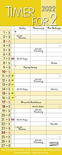 Timer for 2 Safran 2022: Familienplaner mit 3 breiten Spalten. Hochwertiger Familienkalender mit Ferienterminen, Zusatzspalte, Vorschau bis März 2023 und nützlichen Zusatzinformationen.