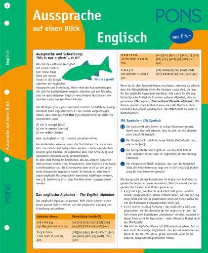 PONS auf einen Blick: PONS Aussprache Englisch auf einen Blick. RSR 2006. (Lernmaterialien)