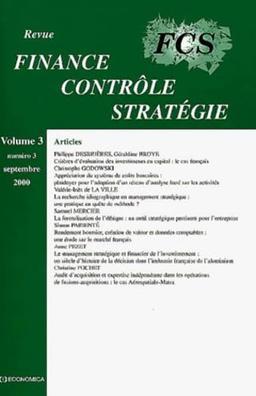 Finance, contrôle, stratégie, n° 3 (2000)