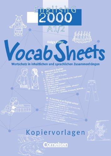 English G 2000 - Ausgabe A: Band 1/2: 5./6. Schuljahr - Vocab Sheets: Kopiervorlagen