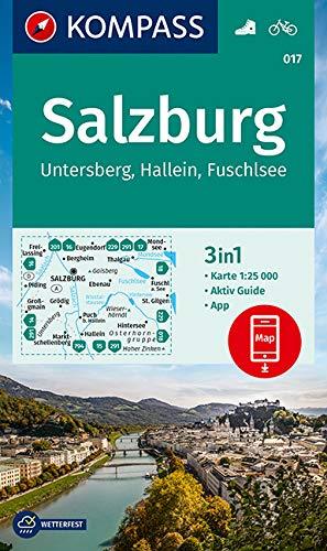 KOMPASS Wanderkarte Salzburg, Untersberg, Hallein, Fuschlsee: 3in1 Wanderkarte 1:25000 mit Aktiv Guide inklusive Karte zur offline Verwendung in der ... (KOMPASS-Wanderkarten, Band 17)