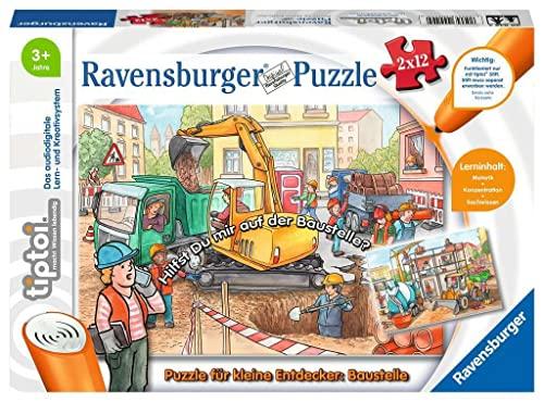 Ravensburger tiptoi Spiel 00049 Puzzle für kleine Entdecker: Baustelle - 2x12 Teile Kinderpuzzle ab 3 Jahren, für Jungen und Mädchen