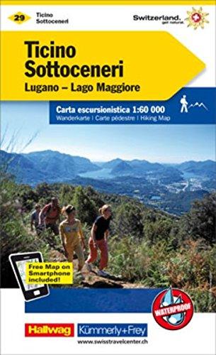 Ticino Sottoceneri, Lugano-Lago Maggiore: Wanderkarte Nr. 29, Massstab 1:60 000, waterproof, Free Map on Smartphone included (Kümmerly+Frey Wanderkarten)