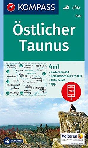 Östlicher Taunus: 4in1 Wanderkarte 1:50000 mit Aktiv Guide und Detailkarten inklusive Karte zur offline Verwendung in der KOMPASS-App. Fahrradfahren. (KOMPASS-Wanderkarten, Band 840)