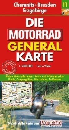 Motorrad Generalkarte Deutschland Chemnitz, Dresden, Erzgebirge 1:200 000