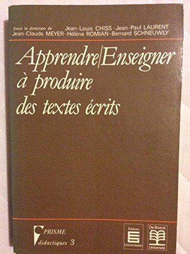 Apprendre-enseigner à produire des textes écrits : actes