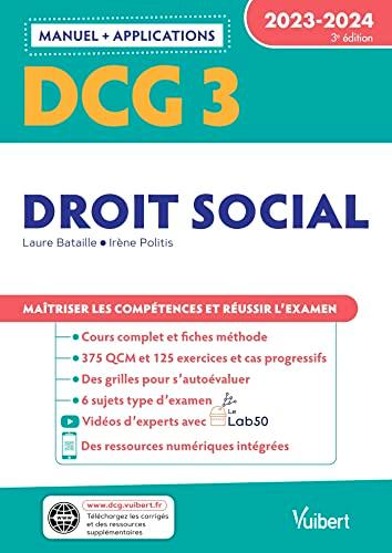 DCG 3, droit social : manuel + applications : 2023-2024