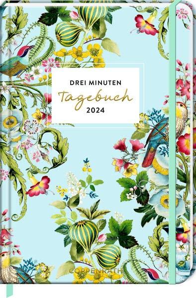 Großer Wochenkalender: 3 Minuten Tagebuch 2024 - Blüten hellblau (Ed. Barbara Behr)