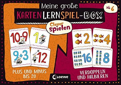 Loewe Clever Spielen - Meine große KartenLernSpiel-Box - Plus und Minus bis 20/Verdoppeln und Halbieren: Kartenspiele zum Mathe üben ab 6 Jahre