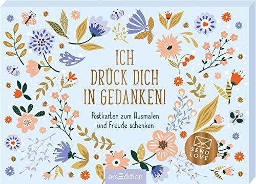 Ich drück dich in Gedanken!: Postkarten zum Ausmalen und Freude schenken