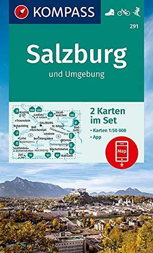 KOMPASS Wanderkarte Salzburg und Umgebung: 2 Wanderkarten 1:50000 im Set inklusive Karte zur offline Verwendung in der KOMPASS-App. Fahrradfahren. Skitouren. (KOMPASS-Wanderkarten, Band 291)