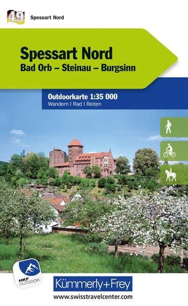 Spessart Nord Nr. 49 Outdoorkarte Deutschland 1:35 000: Bad Orb, Steinau, Burgsinn, water resistant, free Download mit HKF Outdoor App (Kümmerly+Frey Outdoorkarten Deutschland)