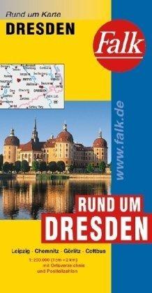 Falk Rund um Karte Rund um Dresden 1:200 000 Leipzig - Chemnitz - Görlitz - Cottbus