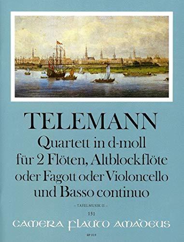 Telemann, Georg Philipp: Quartett d-Moll für 2 Flöten, Altblockflöte (Fagott, Violoncello) und Bc