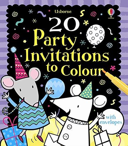 20 Party Invitations to Colour (Activity and Puzzle Cards)