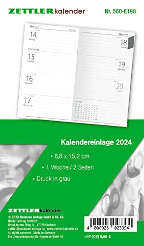 Kalender-Ersatzeinlage 2024 - für den Taschenplaner Typ 560 - 8,8x15,2 cm - 1 Woche auf 2 Seiten - separates Adressheft - Notizheft - 520-6198