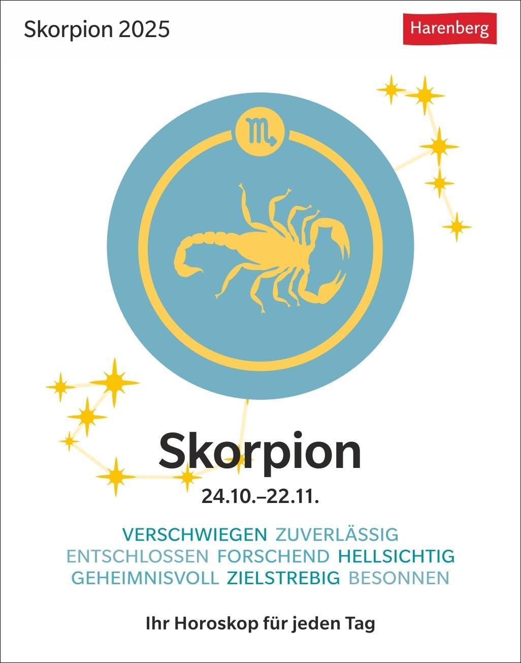 Skorpion Sternzeichenkalender 2025 - Tagesabreißkalender - Ihr Horoskop für jeden Tag: Tischkalender 2025 mit täglichem Horoskop. Kleiner Kalender mit ... die Sterne (Sternzeichenkalender Harenberg)