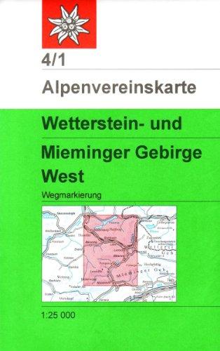 DAV Alpenvereinskarte 04/1 Wetterstein Mieminger Gebirge West 1 : 25 000 Wegmarkierungen: Topographische Karte