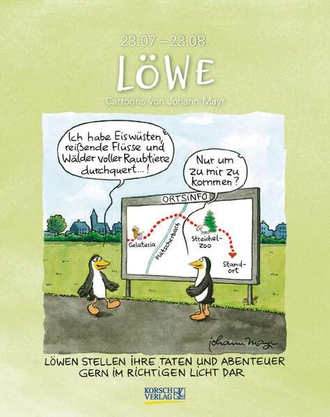 Löwe 2024: Sternzeichenkalender-Cartoonkalender als Wandkalender im Format 19 x 24 cm.