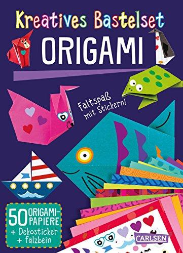 Kreatives Bastelset: Origami: Set mit 50 Faltbögen, Anleitungsbuch und Falzhilfe: Falten für Kinder