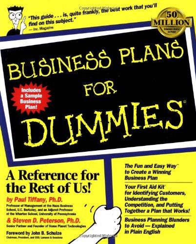 Business Plans for Dummies (For Dummies (Lifestyles Paperback))