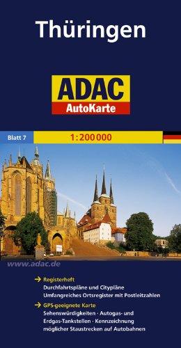 ADAC AutoKarte Deutschland, Thüringen 1:200.000: Mit Ortsregister, Cityplänen, Städteführer. GPS-geeignet