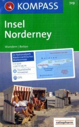 Insel Norderney, 1:17500, GPS-genau Wanderkarte mit Reitwegen. Touristische Hinweise und Fotos auf der Kartenrückseite