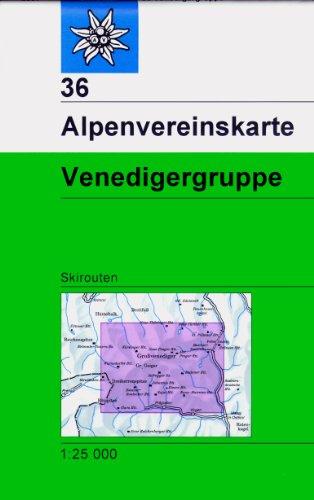 Venedigergruppe: Skirouten - Topographische Karte 1:25000