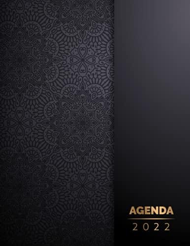 Agenda 2022: Planificateur journalier grand format A4 | 1 page par jour avec heure (janvier 2022 / décembre 2022) | français | Couverture Noir Doré