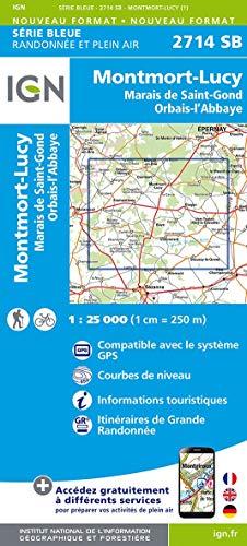 Montmort-Lucy.Marais de St-Gond.Orbais-l'Abbaye 1:25 000: Compatible avec le systéme GPS / Courbes de niveau / Informations touristiques / Itinéraires de Grande Randonnée