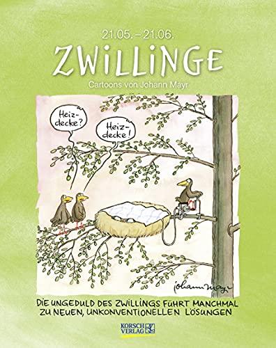 Zwillinge 2022: Sternzeichenkalender-Cartoonkalender als Wandkalender im Format 19 x 24 cm.