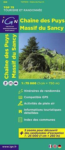 IGN 75 000 Touristische Wanderkarte 15 Chaîne des Puys - Massif du Sancy (Ign Map)