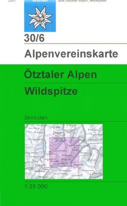 Ötztaler Alpen, Wildspitze: Skirouten - Topographische Karte 1:25000