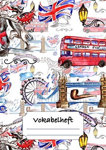 Vokabelheft: DIN A4 mit 3 Spalten - Lineatur 54 - Vokabeln lernen für Fremdsprachen (London-Motiv)