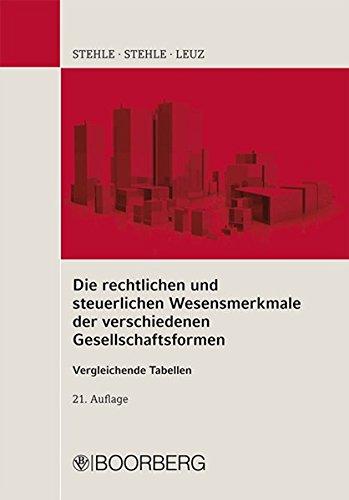 Die rechtlichen und steuerlichen Wesensmerkmale der verschiedenen Gesellschaftsformen: Vergleichende Tabellen