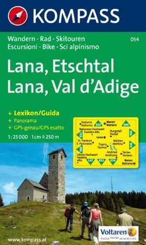 Lana-Etschtal/Lana-Val d'Adige: Wander-, Bike- und Skitourenkarte mit Panorama. GPS-genau. 1:25.000