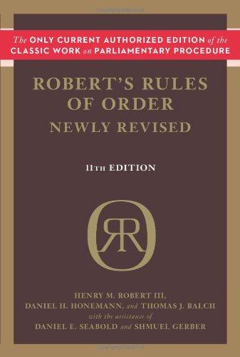 Robert's Rules of Order Newly Revised, 11th edition