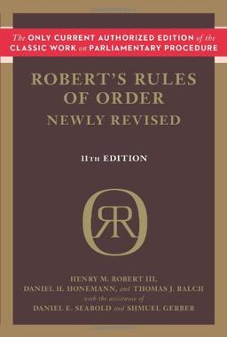 Robert's Rules of Order Newly Revised, 11th edition