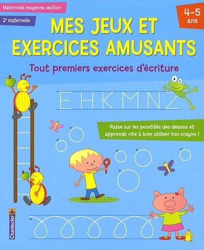 Tout premiers exercices d'écriture, maternelle moyenne section, 2e maternelle, 4-5 ans : passe sur les pointillés des dessins et apprends vite à bien utiliser ton crayon !