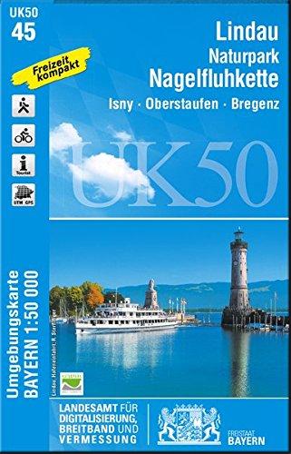 UK50-45 Lindau, Naturpark Nagelfluhkette: Isny, Oberstaufen, Bregenz, Wangen i.Allgäu, Lindenberg i.Allgäu, Immenstadt i.Allgäu (UK50 Umgebungskarte ... Karte Freizeitkarte Wanderkarte)