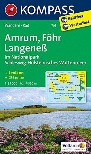 Amrum - Föhr - Langeneß: Wanderkarte mit Kurzführer und Radwegen. GPS-genau. 1:35000 (KOMPASS-Wanderkarten, Band 705)