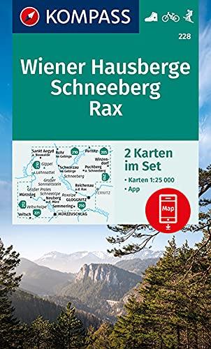 KOMPASS Wanderkarte Wiener Hausberge, Schneeberg, Rax: 2 Wanderkarten 1:25000 im Set inklusive Karte zur offline Verwendung in der KOMPASS-App. ... Skitouren. (KOMPASS-Wanderkarten, Band 228)