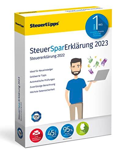 SteuerSparErklärung 2023, Schritt-für-Schritt Steuersoftware für die Steuererklärung 2022, CD-Version für Windows 8, 10 und 11