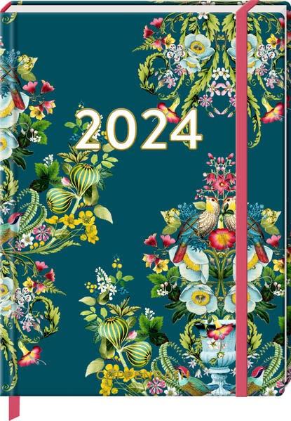 Kleiner Wochenkalender: Mein Jahr 2024 - Blüten petrol (Ed. Barbara Behr)